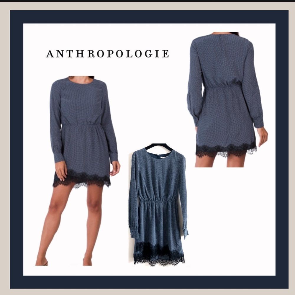 Anthropologie Avec Les Filles Boho Lace Trimmed Polka Dot Dress Size M